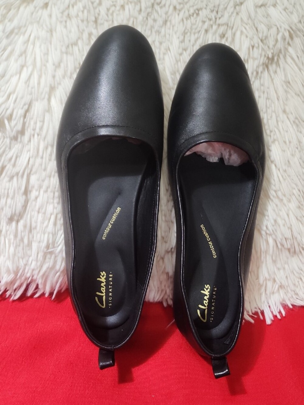 Clarks Fawna Soft Black Leather Slip-On Ballet Flats - Picture 2 of 12